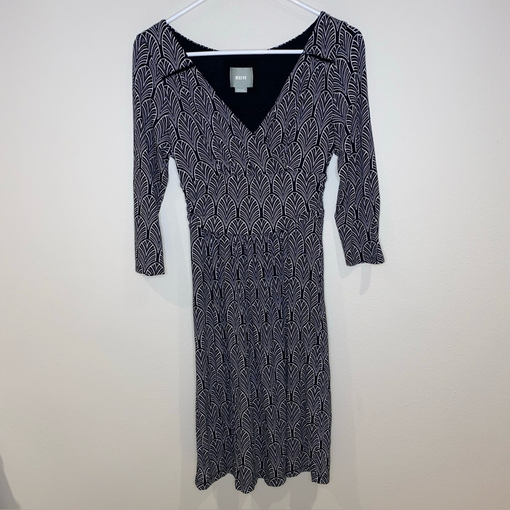 Anthropologie Galena Black And White Midi Dress by Maeve‎ Size Small P Party